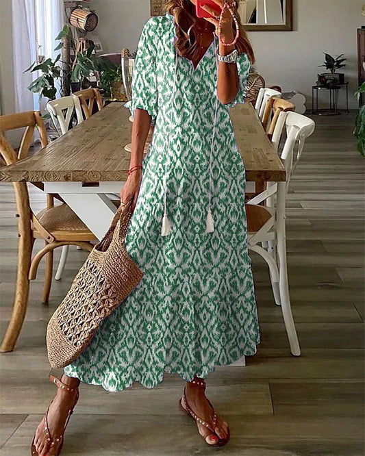 Giugno | Vestito Maxi Boho con Copertura della Pancia Flattering