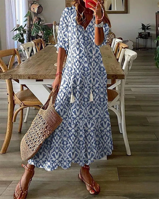 Giugno | Vestito Maxi Boho con Copertura della Pancia Flattering