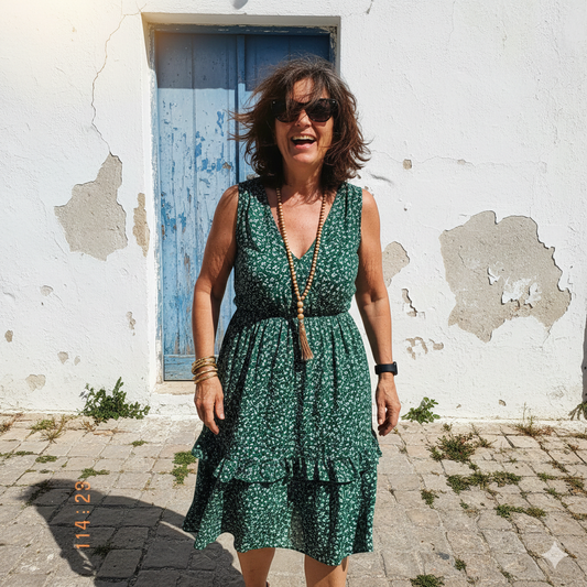 Ava | Abito senza maniche con scollo a V floreale